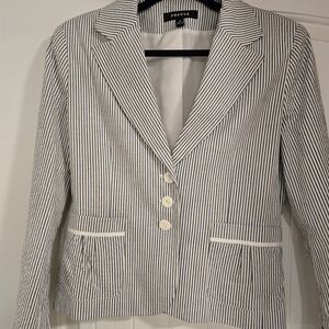Women's Striped Blazer - Black and White